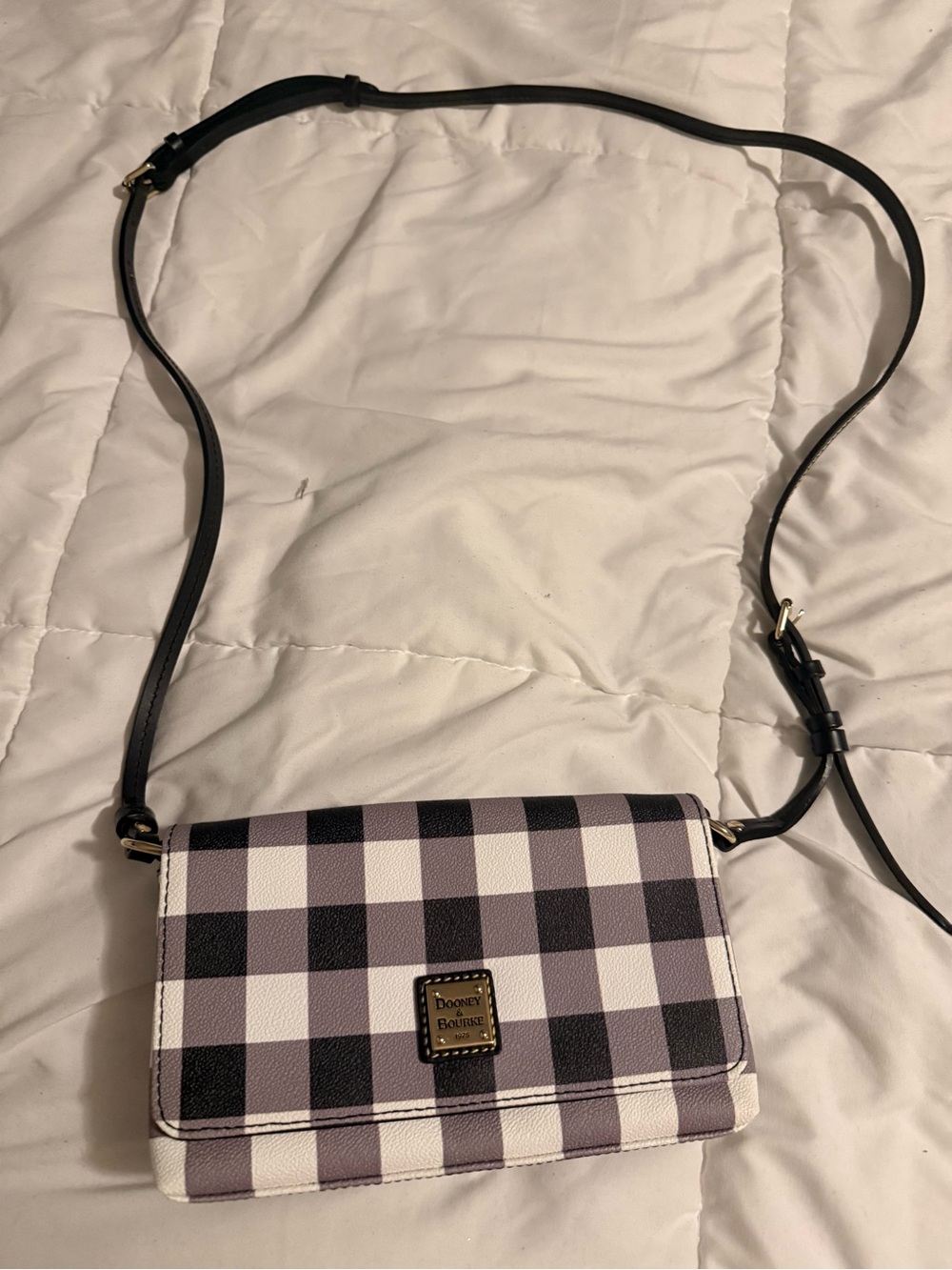 Dooney & Bourke Black and White Plaid Crossbody